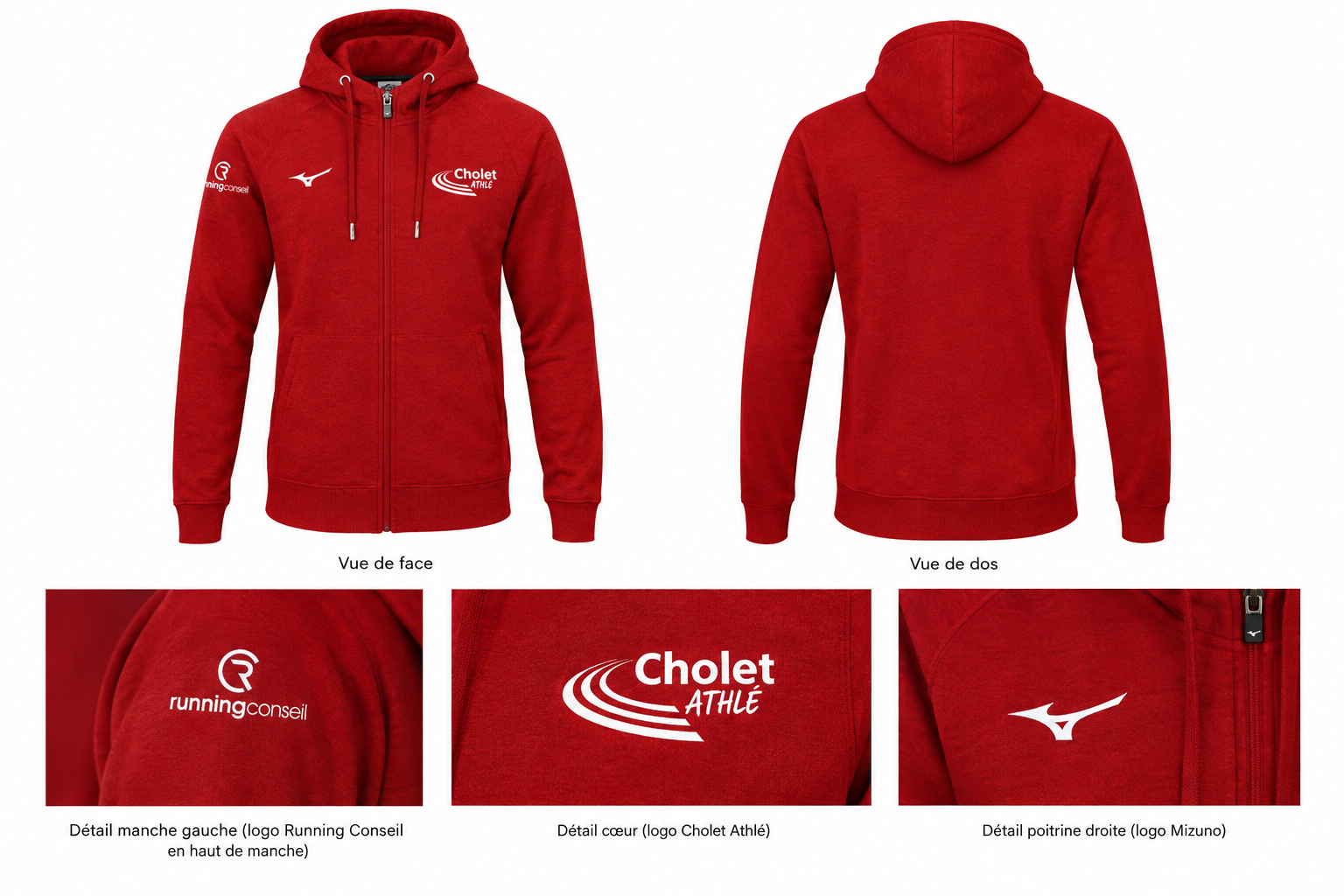 Sweat intégral zip Mizuno Rouge
